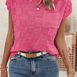 Vibrant Pink Women's Knitted Muscle Tee